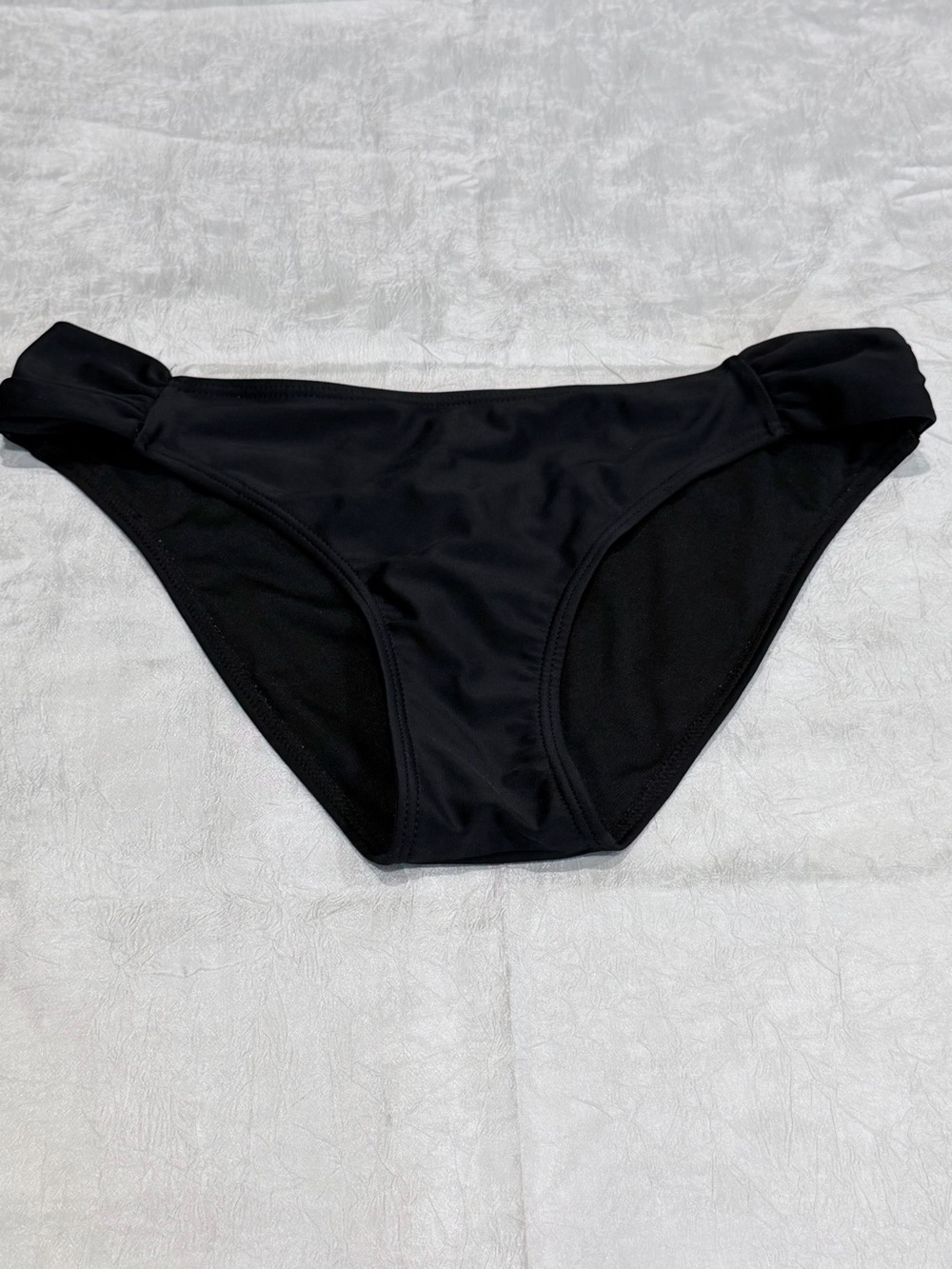 Black Ruched Side Bikini Bottoms Size Small Classic Swim Bottom Beach Swimwear